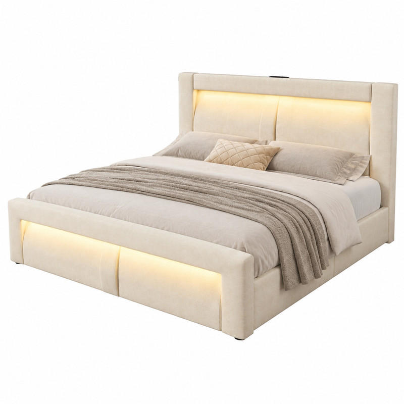 Beauniv Bett Beige 140x200 cm