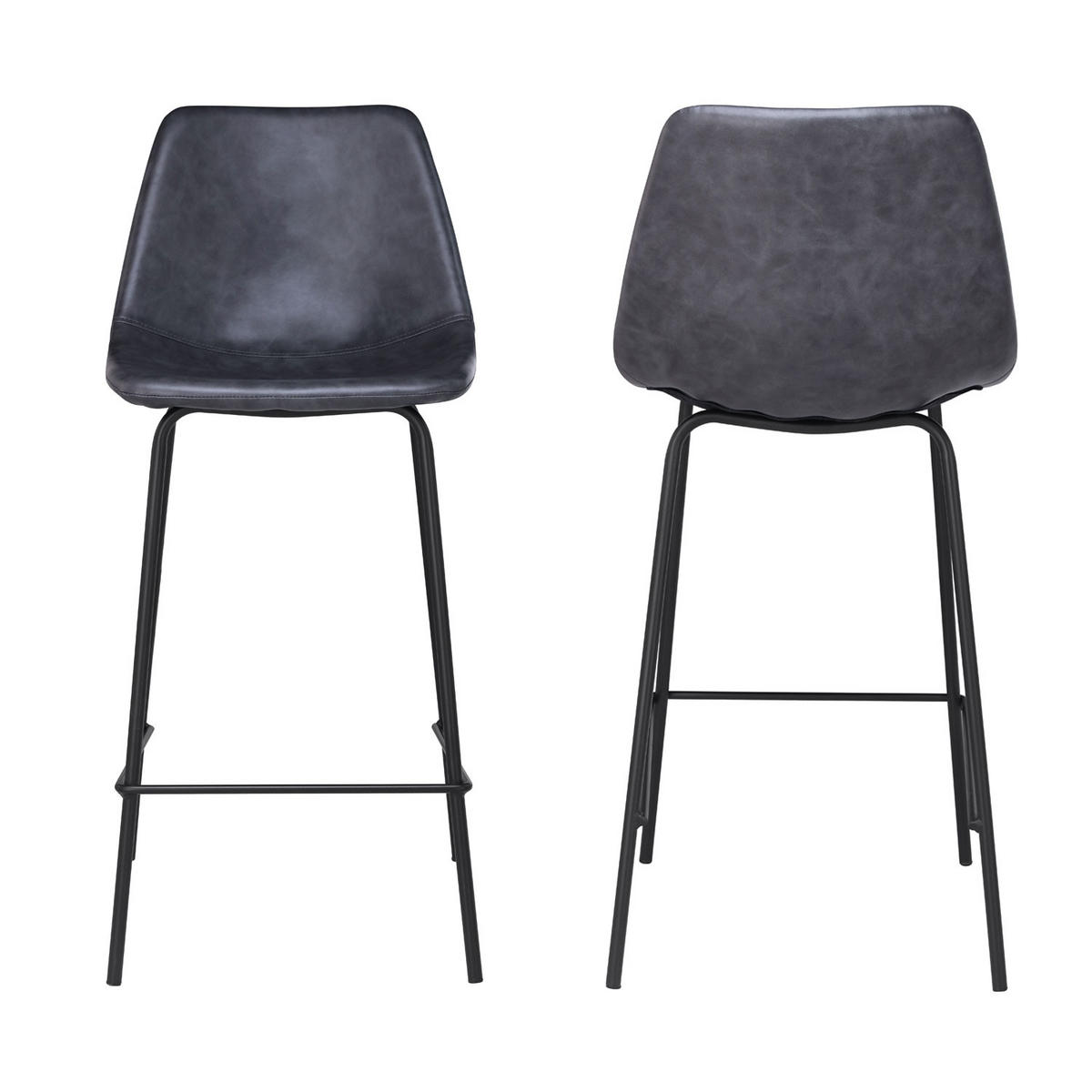 BARHOCKER Lucien Dunkelgrau Sitzhöhe 65cm 2er-Set - Grau, Kunststoff (43/94/50cm) - Happy Garden