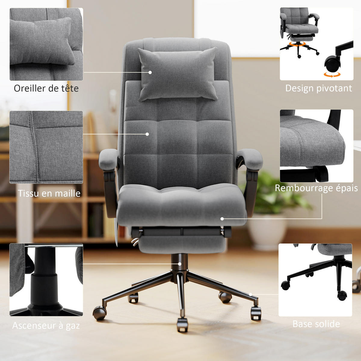CHEFSESSEL DE-11809 mit Massage & Heizung Grau - Grau, Textil (66/124/76cm) - ComfortXL