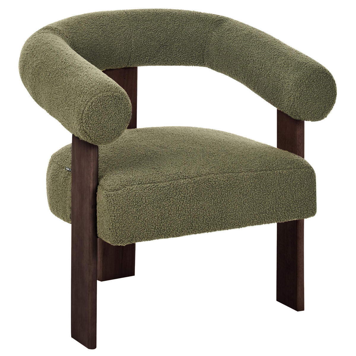 SESSEL Bouclé Grün/Dunkelbraun Ilbro - Braun/Grün, Textil (77/76/68cm) - Beliani
