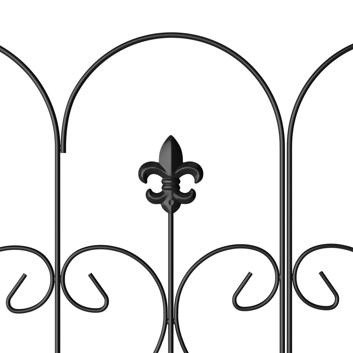 GARTENZAUN Lattenzaun 5Stück aus Metall in Schwarz Abnehmbares Design Robuste Metallkonstruktion je Paneel: 61 cm B × 81.5 cm H - Schwarz, Metall (61cm) - Livingandhome