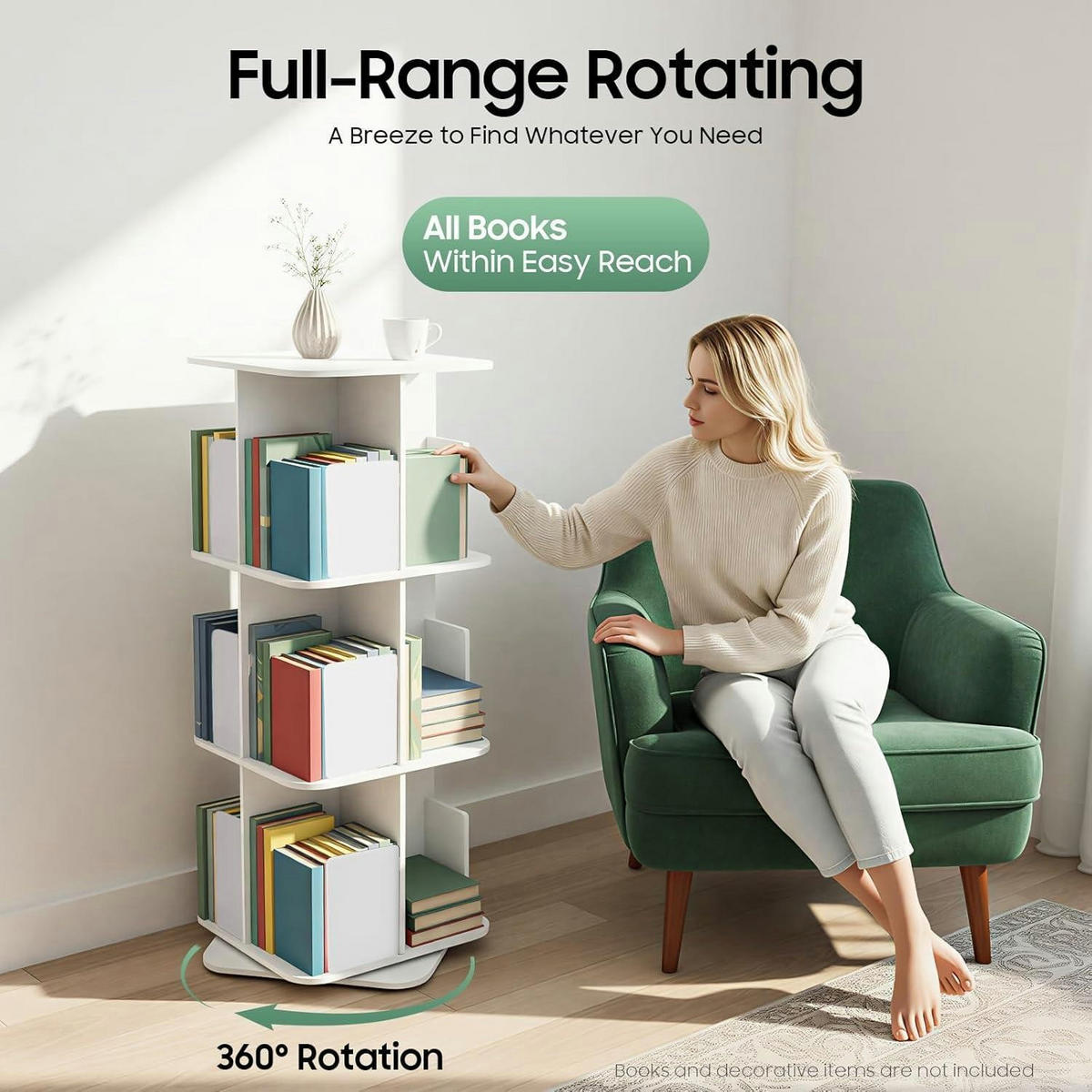 BÜCHERREGAL 3-stufig drehbar Weiß - Weiß, Kunststoff (39/97/39cm)