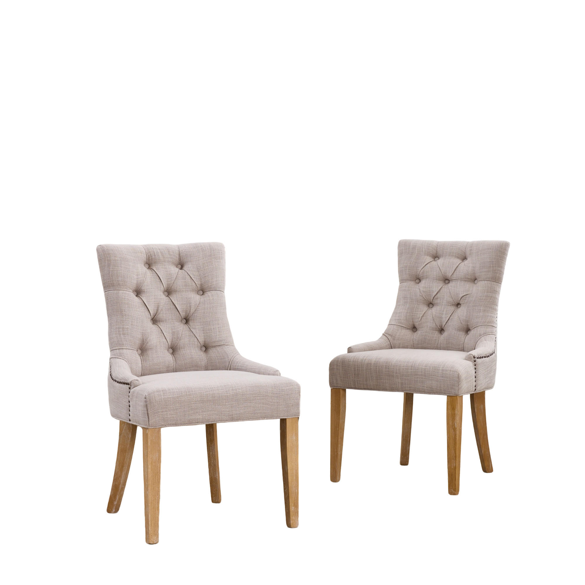 STUHL-SET DE-36436 2 Stück mit Eichenholzbeinen Beige - Beige, Holzwerkstoff (63/92/56.5cm) - ComfortXL