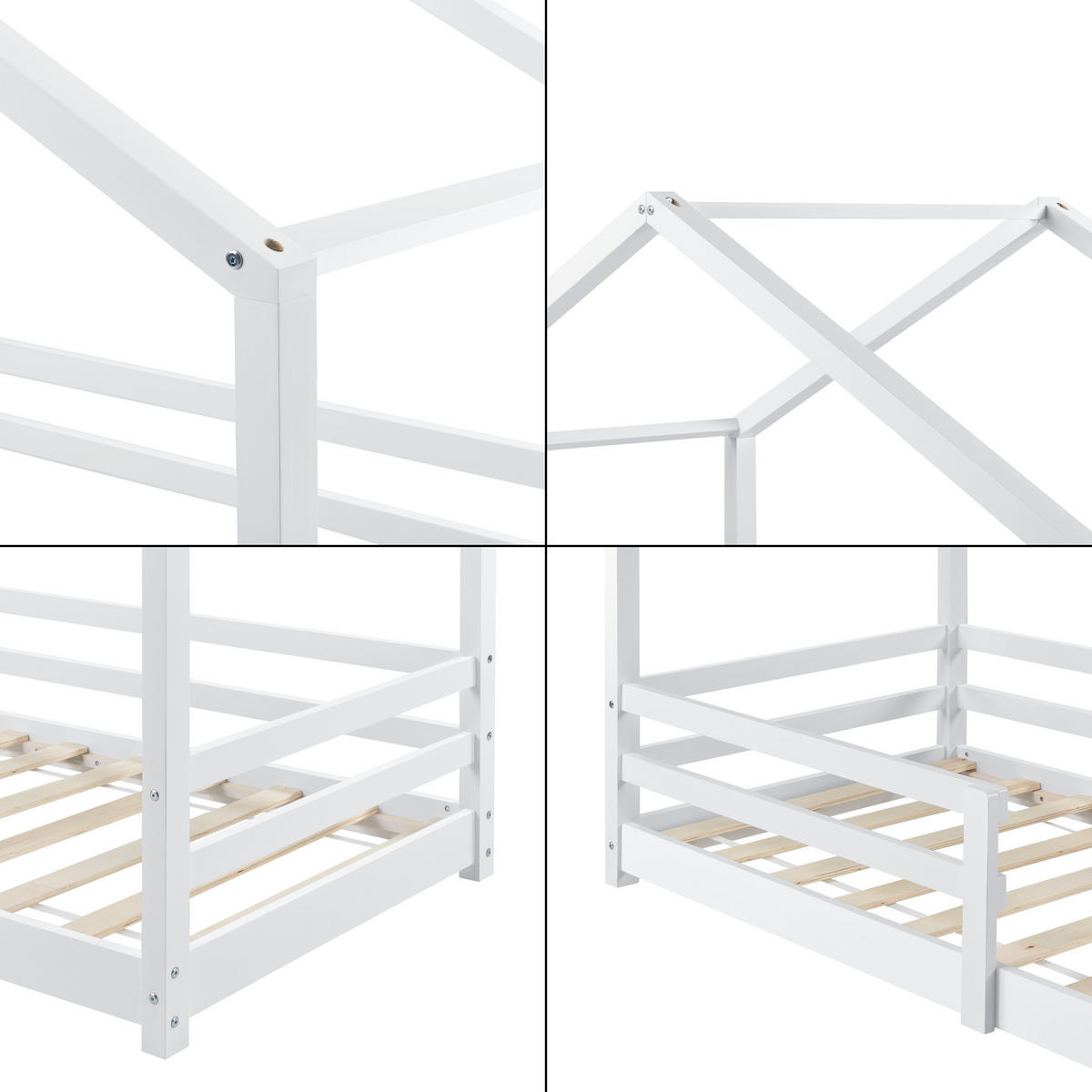 HAUSBETT Knätten - Weiß, Holz (70/140cm) - [en.casa]