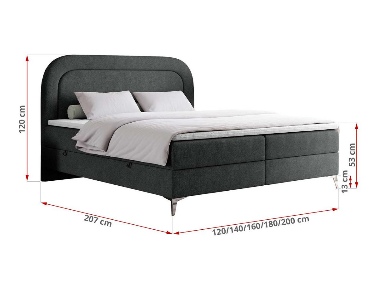 BOXBETT EIRA 160/200 Dunkelgrau Struktur - H4 - Dunkelgrau/Silberfarben, Holz/Textil (160/200cm) - MKS