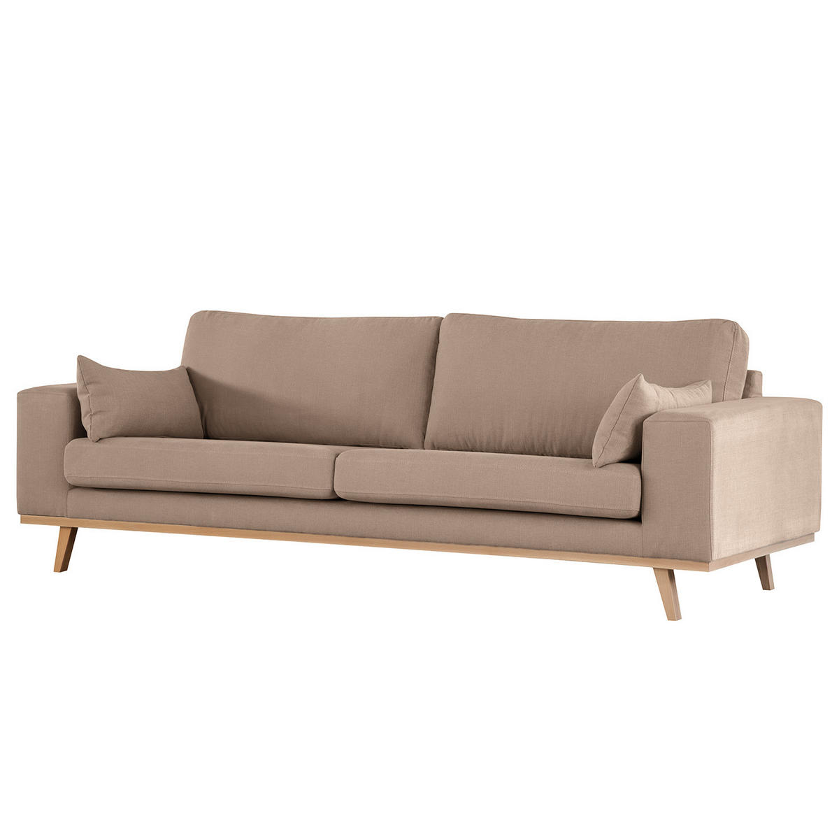 3-SITZER SOFA - Taupe/Buchefarben, Textil (237/81/88cm) - home24