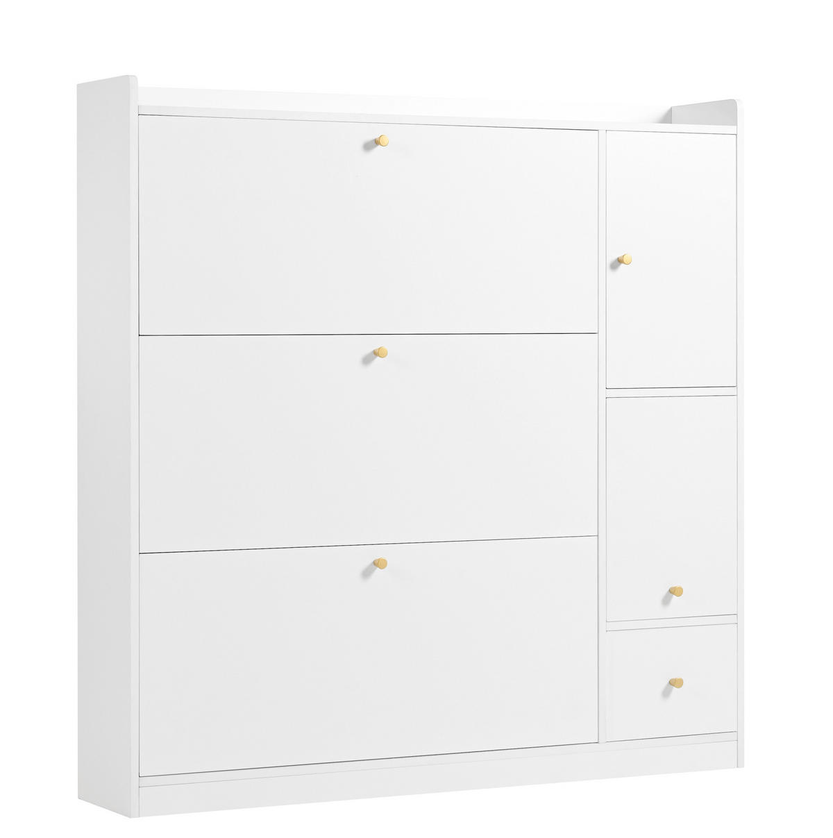 SCHUHSCHRANK 119/24/122 cm weiß aus Spanplatte mit Sitzbank - Weiß, Holzwerkstoff (119/122/24cm) - OKWISH