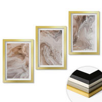 WANDBILDER 3er Set - 20x30 cm Goldrahmen - Abstrakter Marmorstein - Goldfarben, Kunststoff (20/30cm) - ArtPrintCave