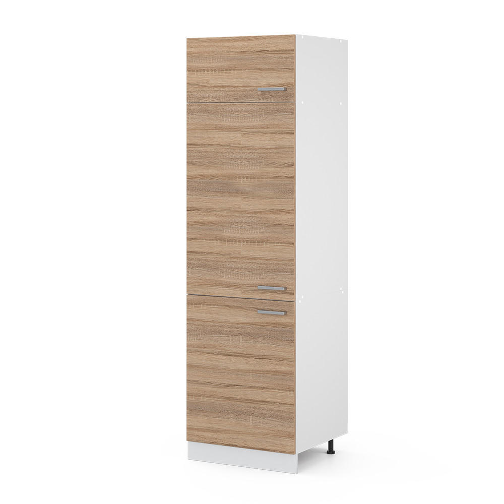 KÜHLUMBAUSCHRANK R-Line Sonoma 60 cm - Weiß/Sonoma Eiche, Holzwerkstoff (60/206.8/57cm) - Vicco