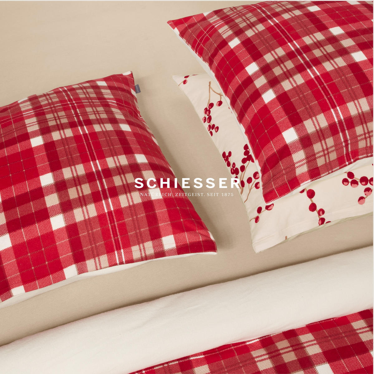 BETTWÄSCHESET Rowan - Feinbiber - 2-teilig - 155x 220 cm - Creme - Creme, Textil (155/220cm) - SCHIESSER