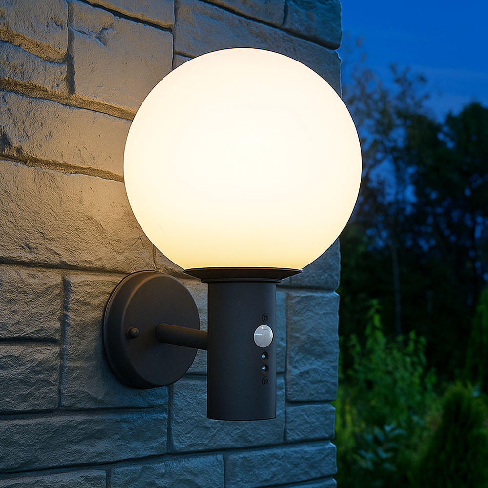 WANDLEUCHTE OSSY Anthrazit Weiß - Anthrazit, Glas (26.5/37/25cm) - Globo Lighting