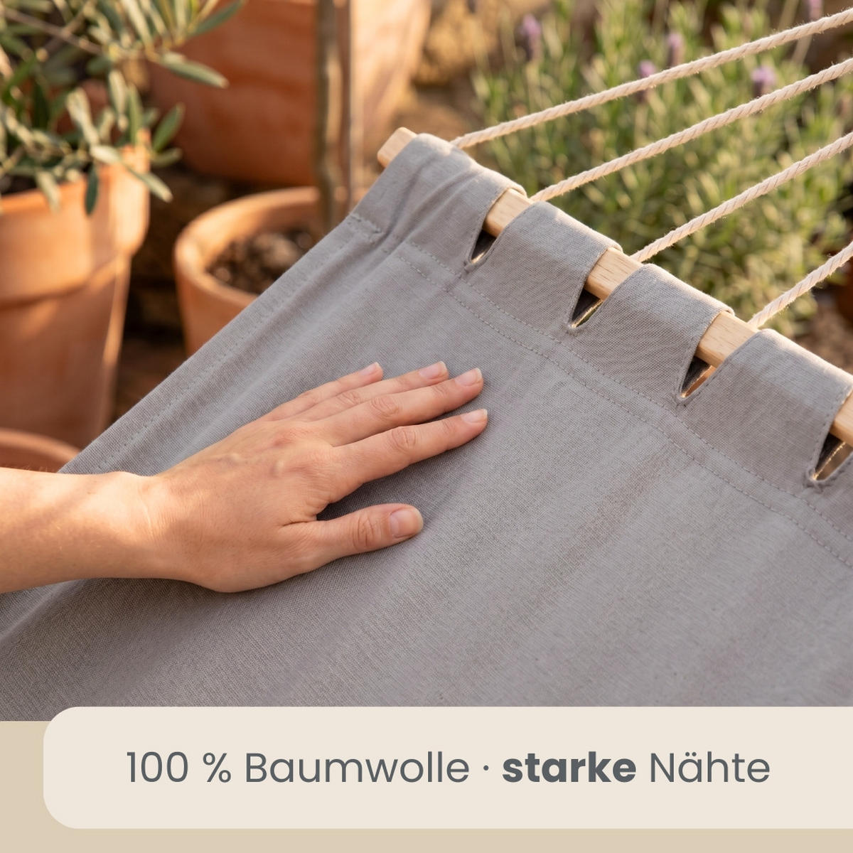 XXL-HÄNGEMATTE für 2 Personen bis 150kg, 200/120 cm, Grau - Grau, Textil (120/2.5/200cm) - Amanka