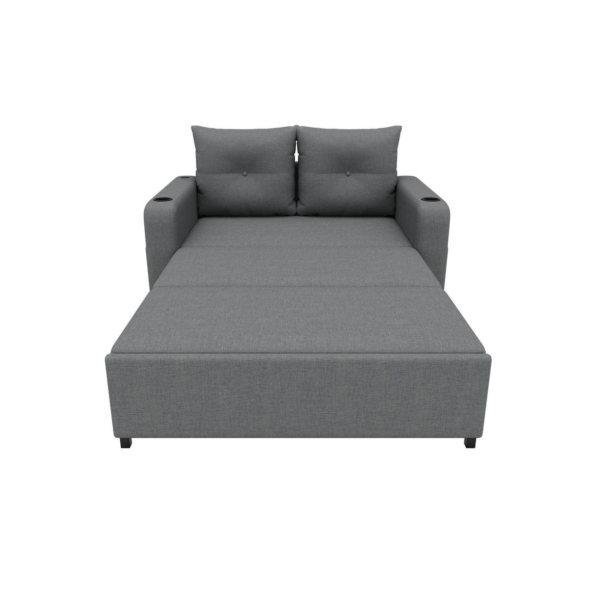 SCHLAFSOFA 3-in-1 Baumwoll-Leinen ausziehbar mit USB-Anschluss und Becherhalter Grau 131/81/94 cm - Grau, Textil (81/94/131cm) - Redom