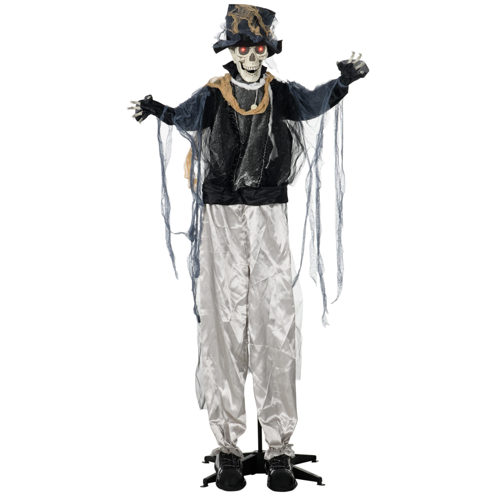 HOMCOM HALLOWEEN dekorace 178 cm kostlivec ženich s hororovými zvuky, svítícíma očima