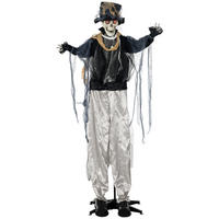 HALLOWEEN HORROR-CLOWN, Schwarz+Grau, Polyester - Schwarz, Kunststoff (64/178/101cm) - HOMCOM