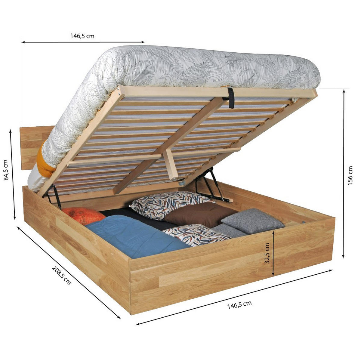 MASSIVHOLZBETT mit Bettkasten/140x200cm MILO - Eiche geölt - Eichefarben, Holz (140/200cm) - Weber Industries