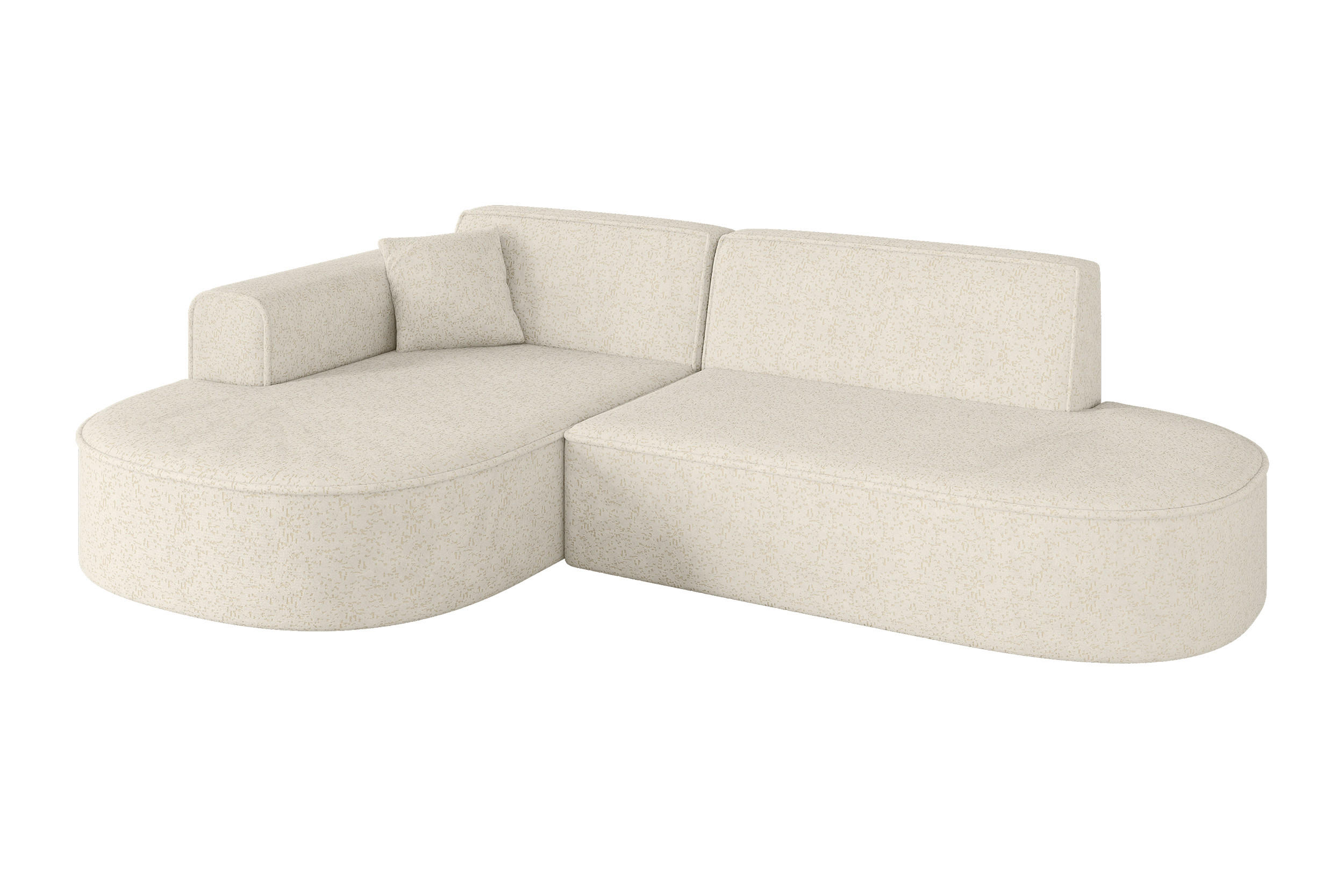 ECKSOFA Ottomane Links MARI-L1 - 243x171x79 cm Creme Tissu - Creme/Schwarz, Holzwerkstoff/Kunststoff (243/171cm) - ALTDECOR