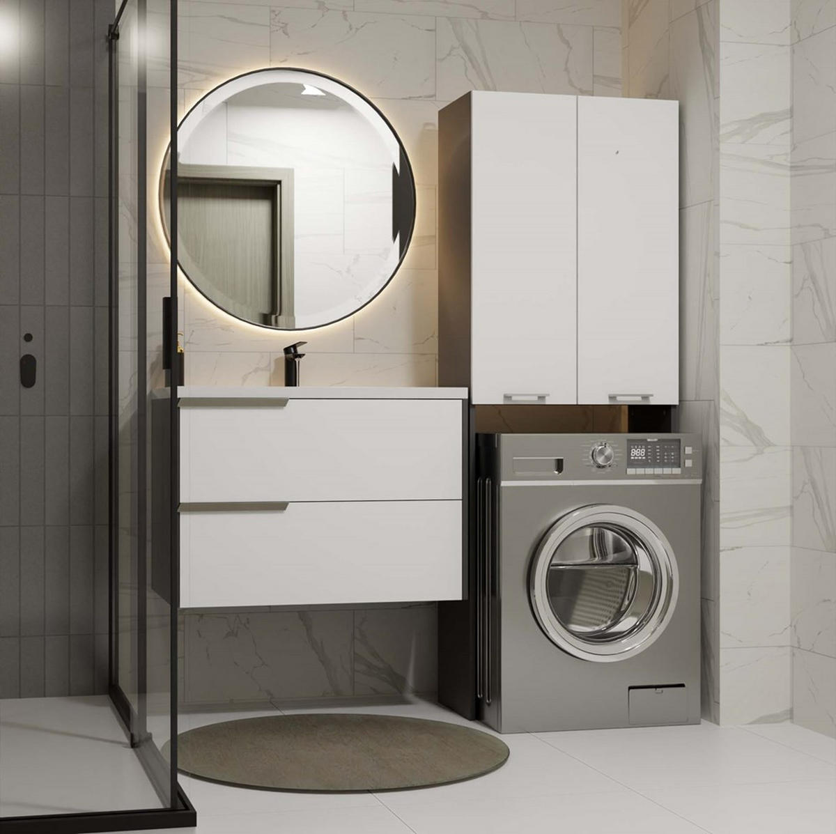 WASCHMASCHINENUMBAUSCHRANK Anthrazit, Weiß 64/180/30 - Anthrazit/Weiß, Holzwerkstoff (64/180/30cm) - RAUMHIRSCH FURNITURE