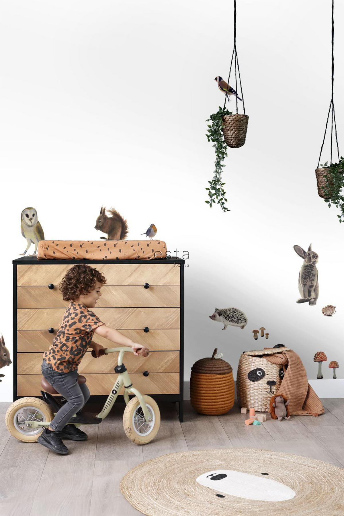 WANDTATTOO Waldtiere 47.5 x 66 cm - Braun, Papier (47.5/66/66cm) - ESTAhome