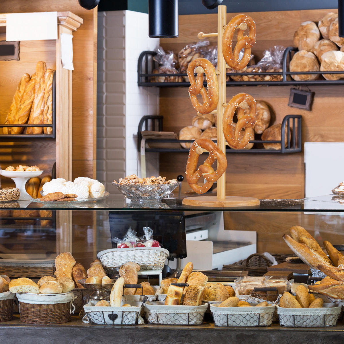 BREZELSTÄNDER - Hellbraun, Holz (19.5/50/19.5cm) - Relaxdays