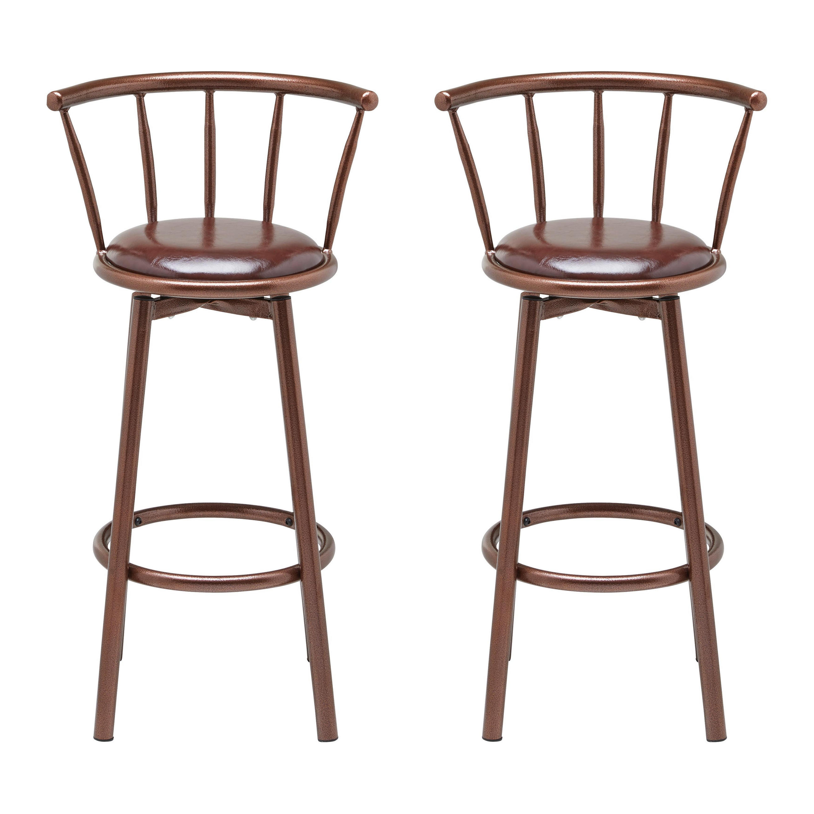 BARHOCKER-SET Fabio Braun Lederlook Gepolstert - Braun, Holz (43/96/52cm) - Bessagi Home