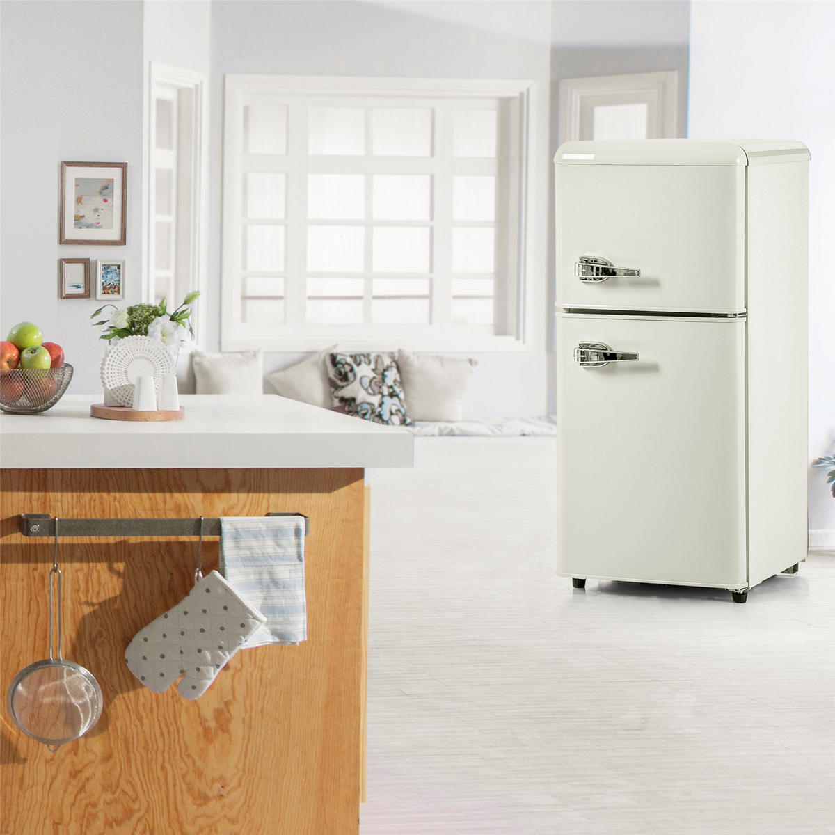 MINIKÜHLSCHRANK 60L Gefrierfach LED Cremeweiß - Beige, Metall (42/88.8/45.5cm) - Kaket