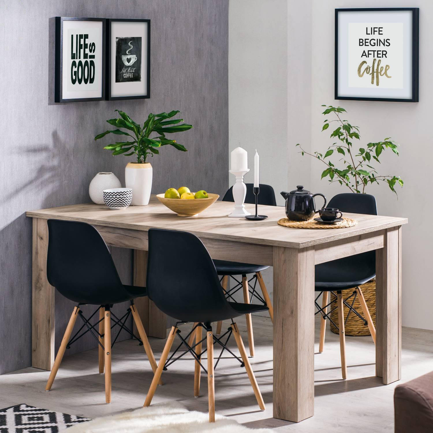 ESSTISCH in Holzwerkstoff 160-200/90/75 cm ausziehbar - Graubraun, Holz (90/160/76cm) - Homestyle4u