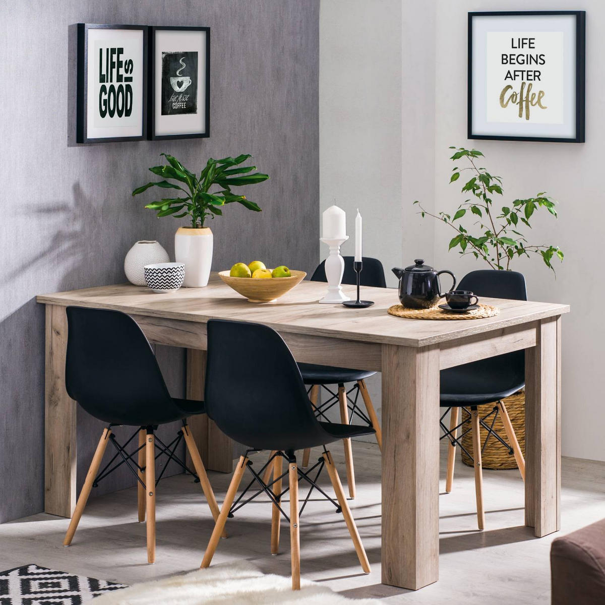 ESSTISCH in Holzwerkstoff 160-200/90/75 cm ausziehbar - Graubraun, Holz (90/160/76cm) - Homestyle4u