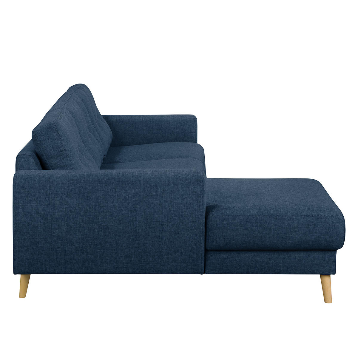 ECKSOFA mit Longchair - Hellbraun/Blau, Holz/Textil (233/148cm) - home24
