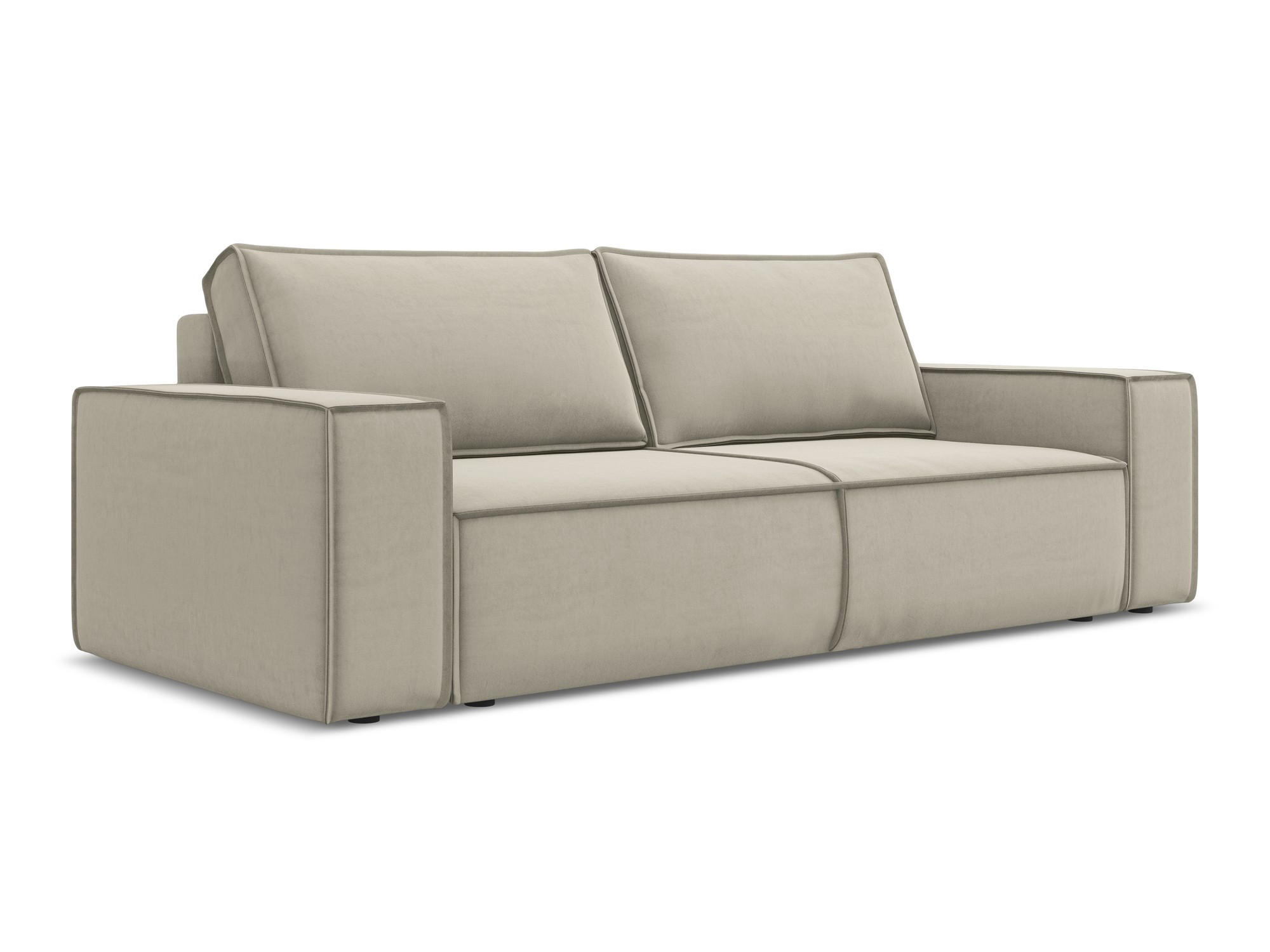 3-SITZER SOFA mit Schlaffunktion Samt Stoff Creme - Perlmutt/Creme, Kunststoff/Textil (255/85/105cm) - Makamii