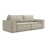 3-SITZER SOFA mit Schlaffunktion Samt Stoff Creme - Perlmutt/Creme, Kunststoff/Textil (255/85/105cm) - Makamii
