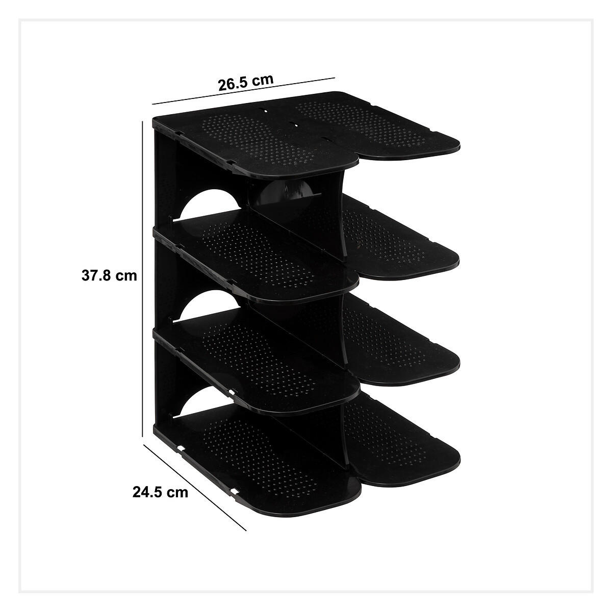 SCHUHABLAGE für den Schrank für 4 Paare Plot 26,5/24,5/37,8 cm - Schwarz, Kunststoff (24.5/37.8/26.5cm) - 5five Simply Smart