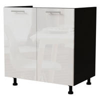 SPÜLENUNTERSCHRANK Essen D8Z/80 Weiß Hochglanz / Schwarz Matt 80 / 50 / 82cm - Weiß Hochglanz/Schwarz, Holz/Holzwerkstoff (80/82/50cm) - Feldmann-Wohnen