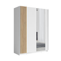 KLEIDERSCHRANK Beralto Weiß 200/198,5/63,5 cm – mit Spiegel und Lamellenfront - Weiß, Holzwerkstoff (200/198.5/63.5cm) - AX Living