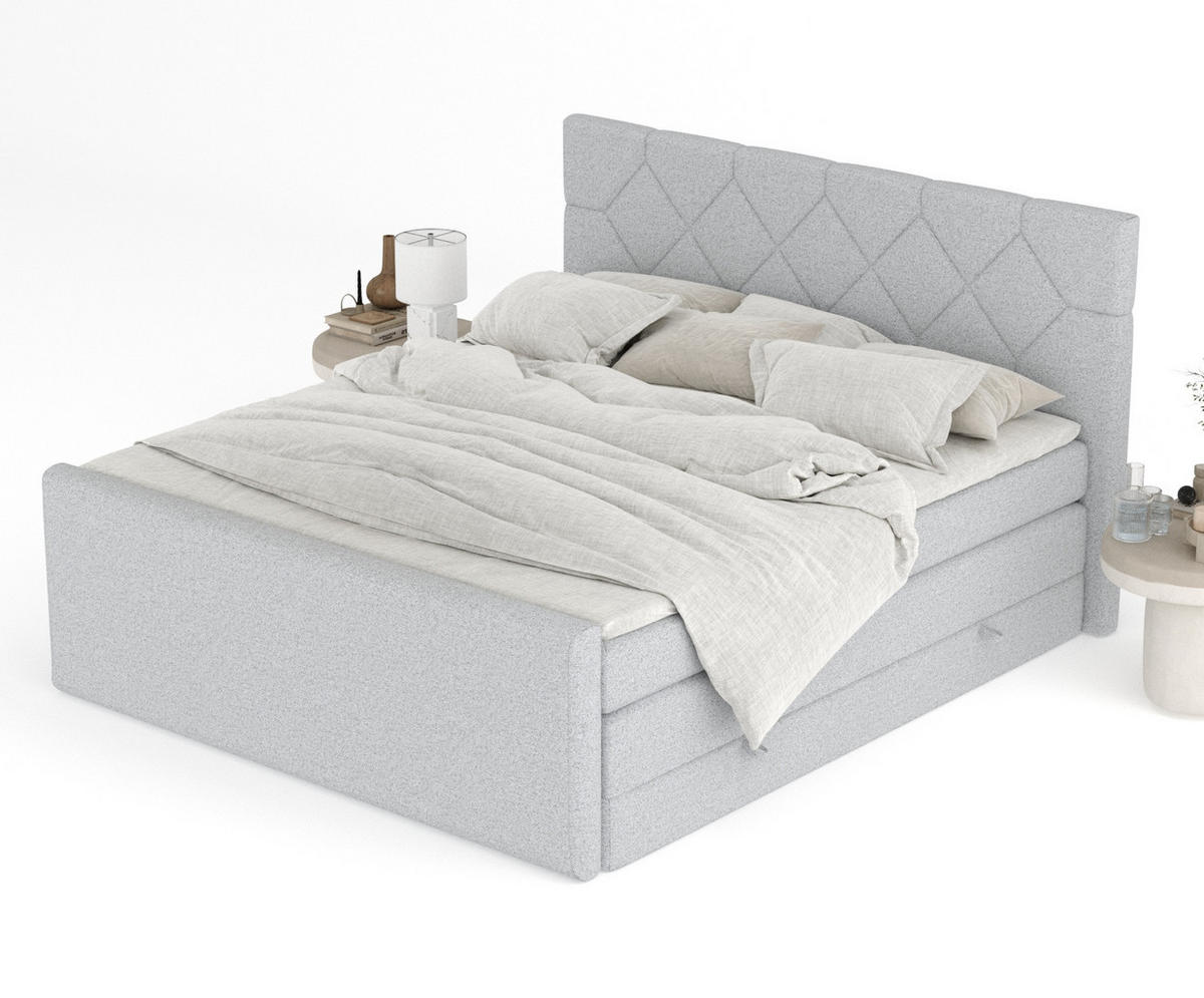 BOXSPRINGBETT Toma Hellgrau 140/200 cm - Hellgrau/Schwarz, Holz/Holzwerkstoff (140/200cm) - Maison de Reve