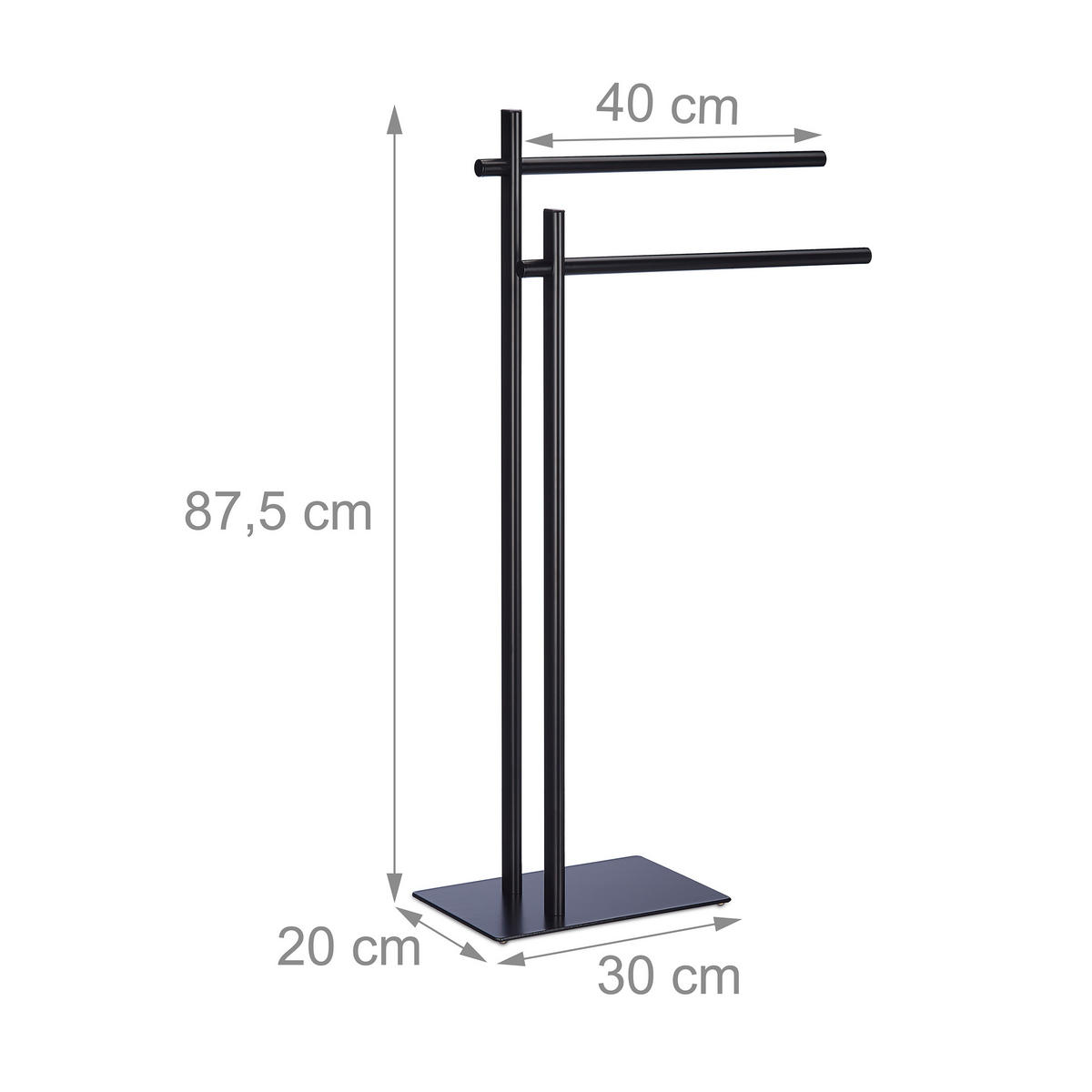 HANDTUCHHALTER - Schwarz, Metall (51/87.5/20cm) - Relaxdays