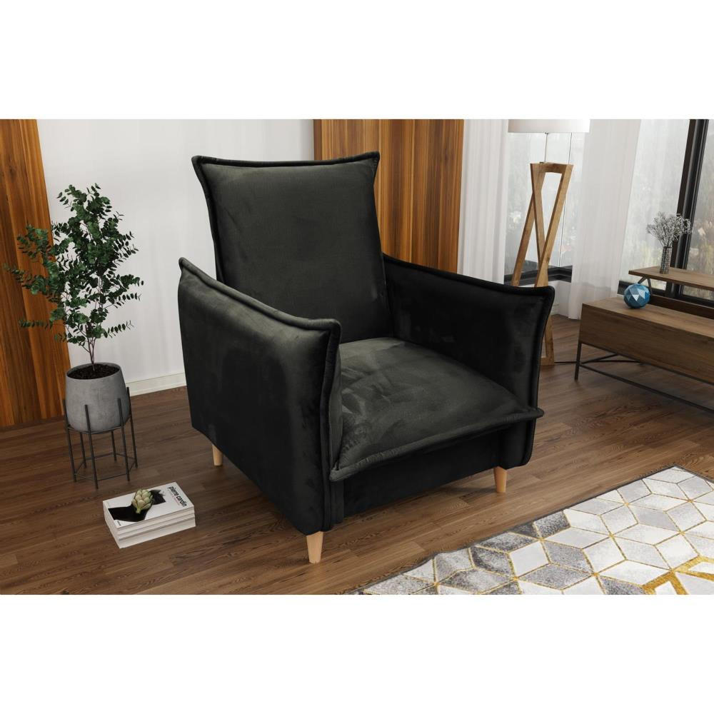 RELAXSESSEL Pillow dunkelgrau mit Buchenbeinen - Dunkelgrau/Buchefarben, Textil (84/95/88cm) - Beautysofa