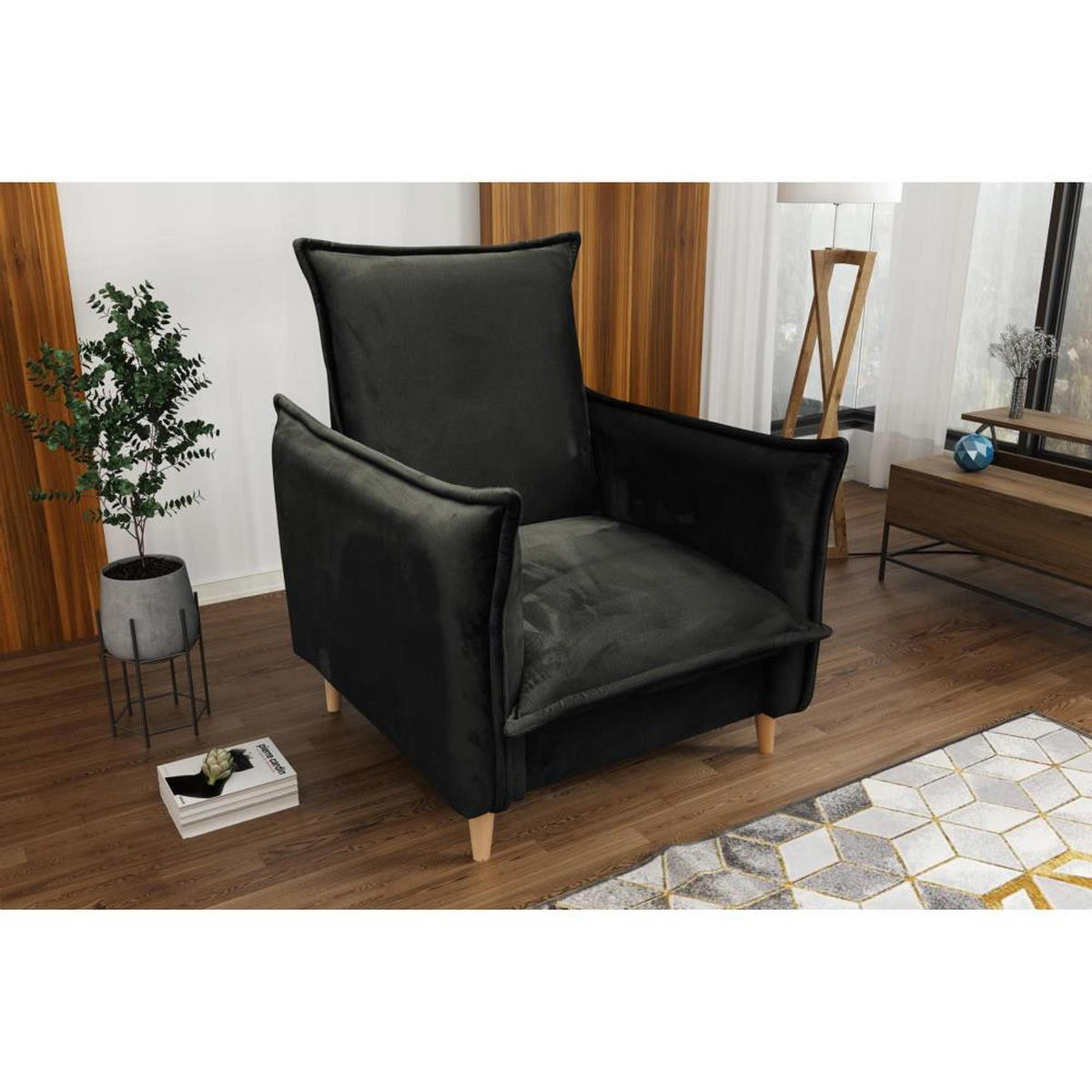 RELAXSESSEL Pillow dunkelgrau mit Buchenbeinen - Dunkelgrau/Buchefarben, Textil (84/95/88cm) - Beautysofa