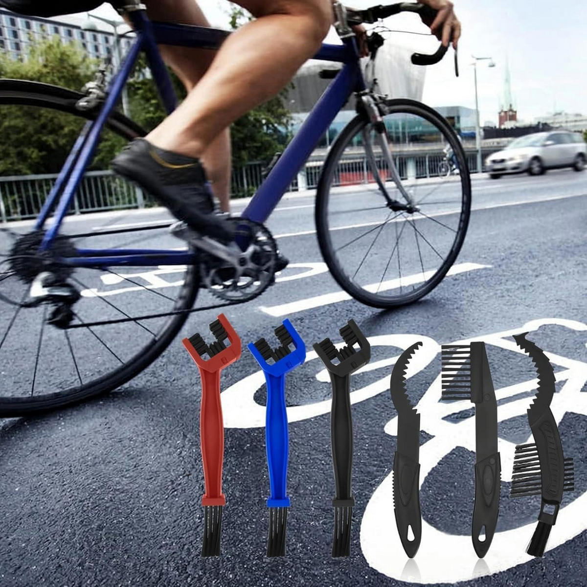 REINIGUNGSBÜRSTEN-SET 6-teilig für Fahrrad und Motorrad - Multicolor, Kunststoff (5.6/5/25.5cm)