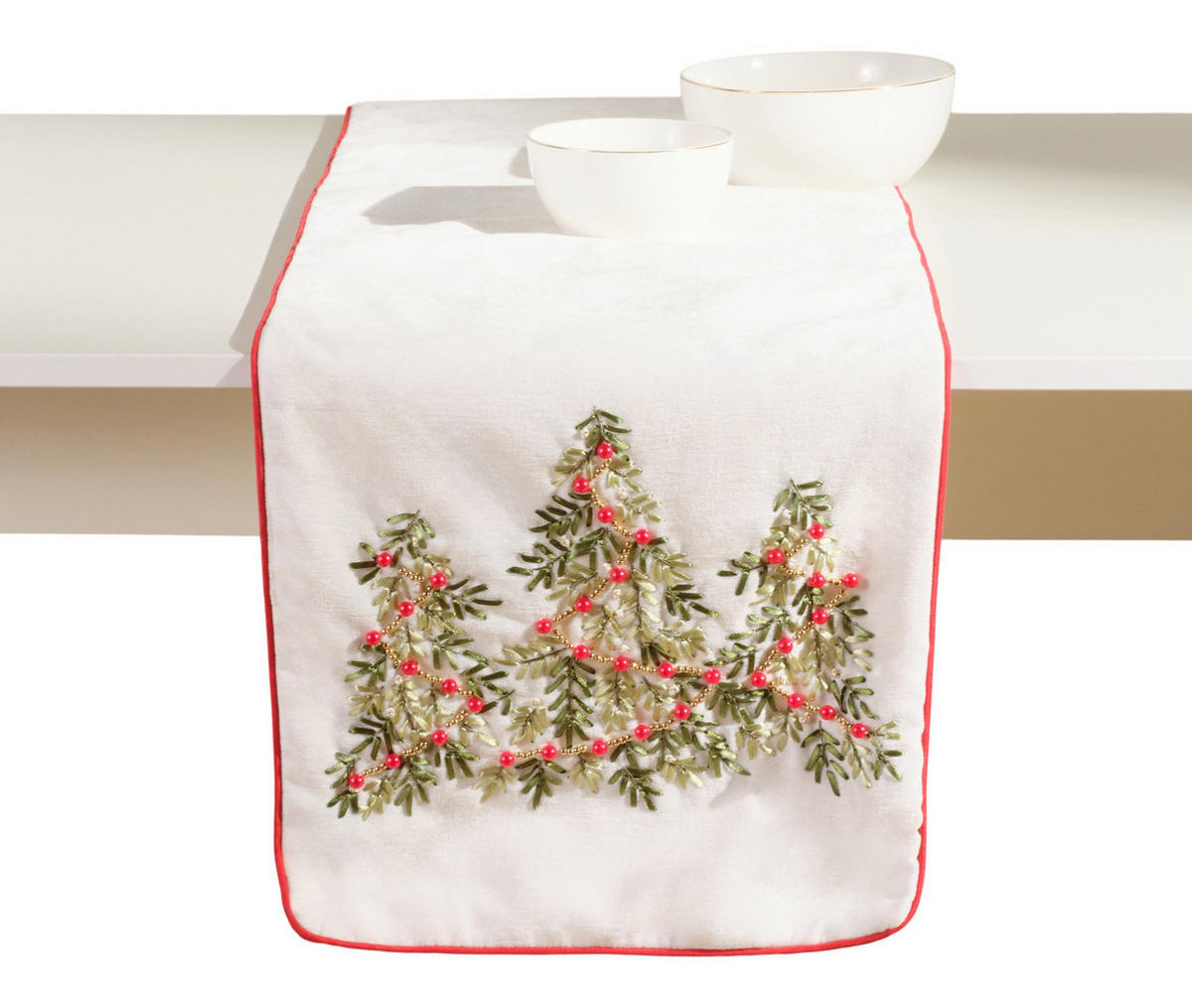TISCHLÄUFER Farah - Weiß, Textil (180/35/1cm) - home&you