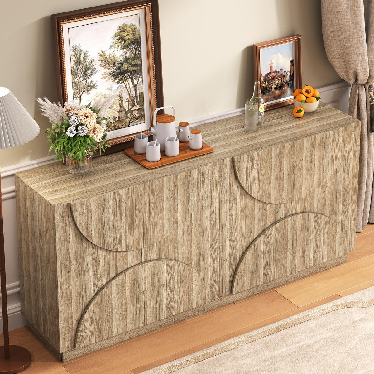 SIDEBOARD Natur 160/40/80 cm - Naturfarben, Holzwerkstoff (160/80/40cm) - PANGIVO