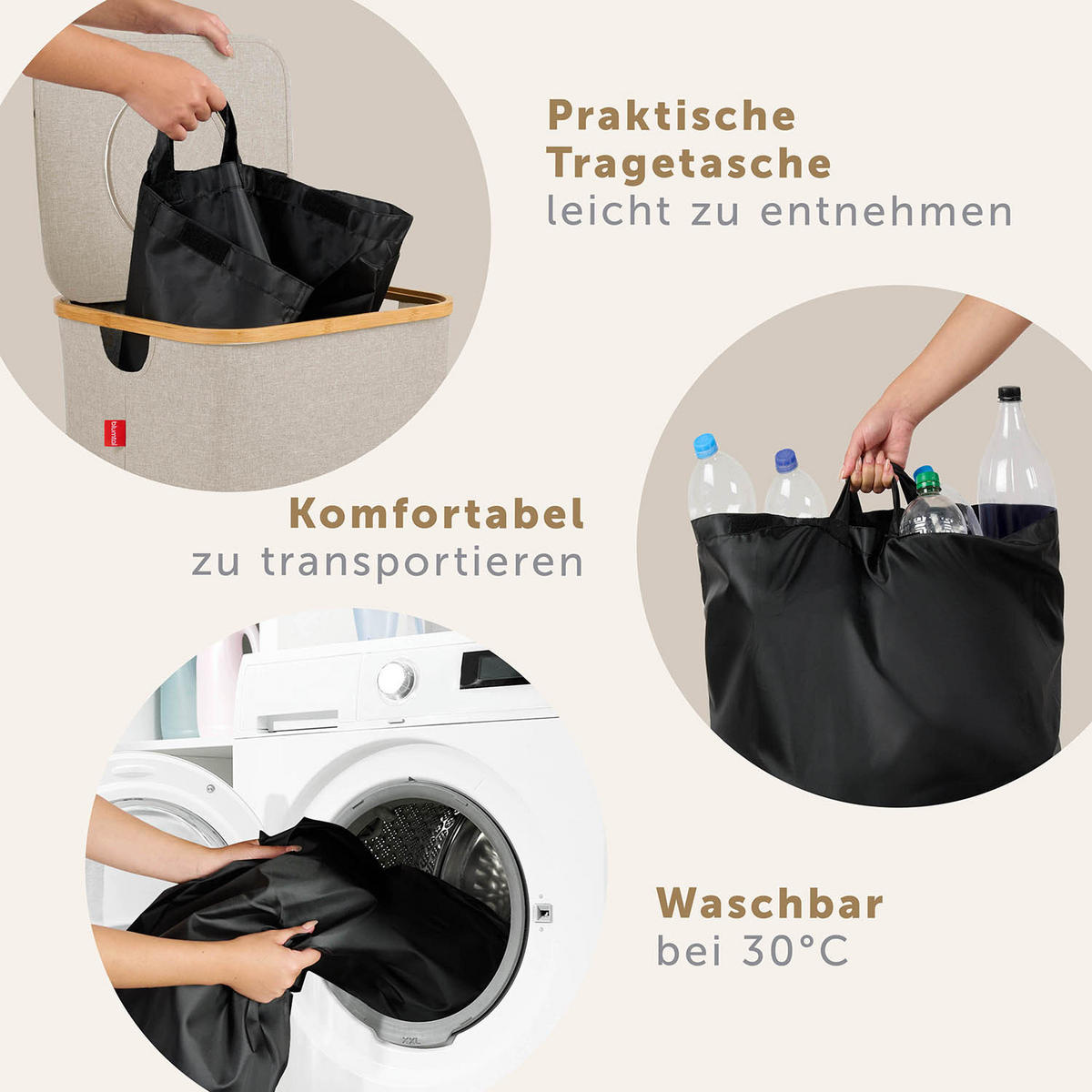 PFANDFLASCHEN-TASCHE 100L Schwarz - Schwarz, Kunststoff (18/2/25cm) - Blumtal