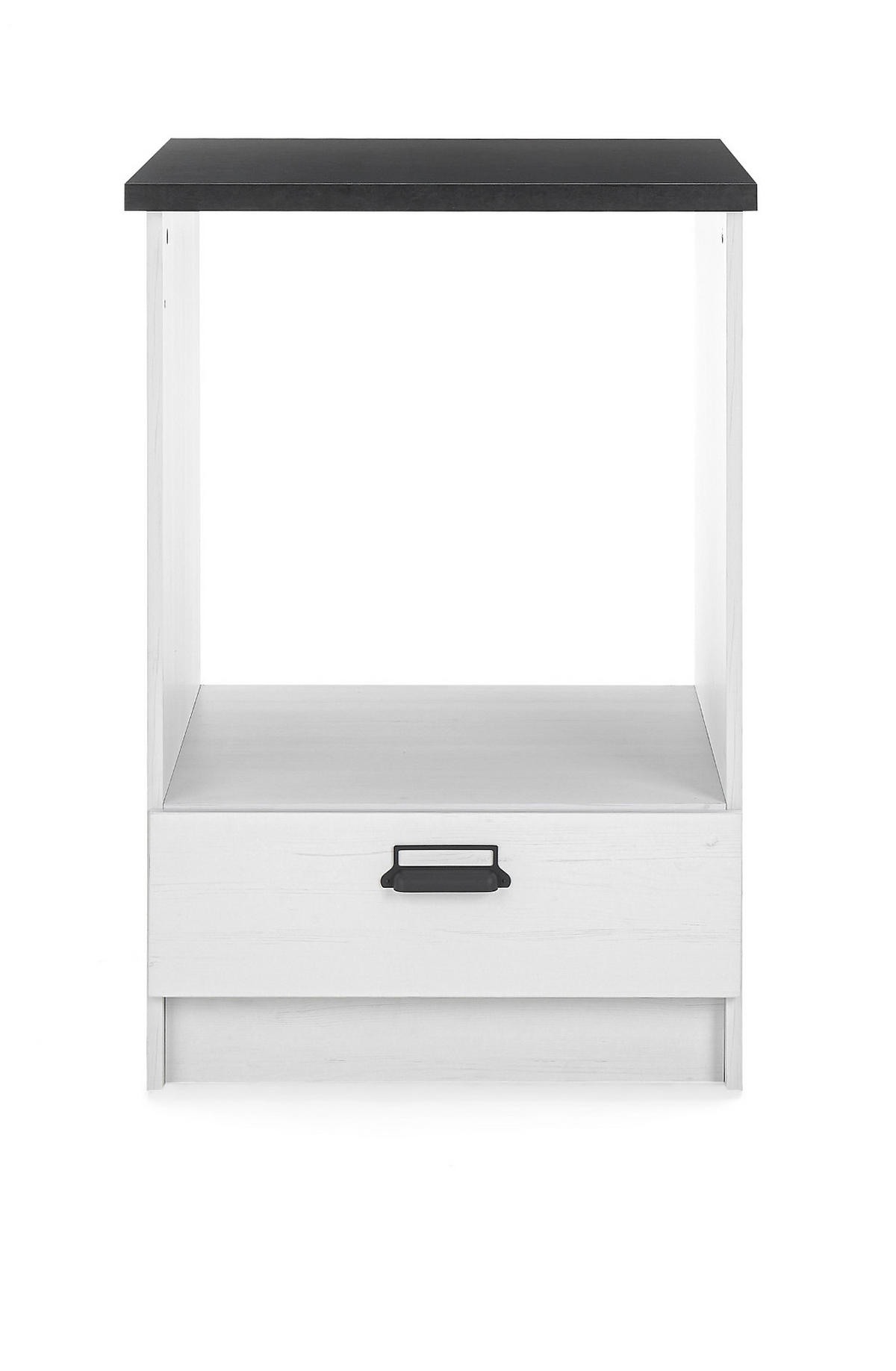 KÜCHEN-SET weiß Pinie, anthrazit 4-teilig 196 cm, Küchenschrank Set im Landhaus-Stil - Anthrazit/Schwarz, Holzwerkstoff/Metall (196/180/64cm) - Furn.Design