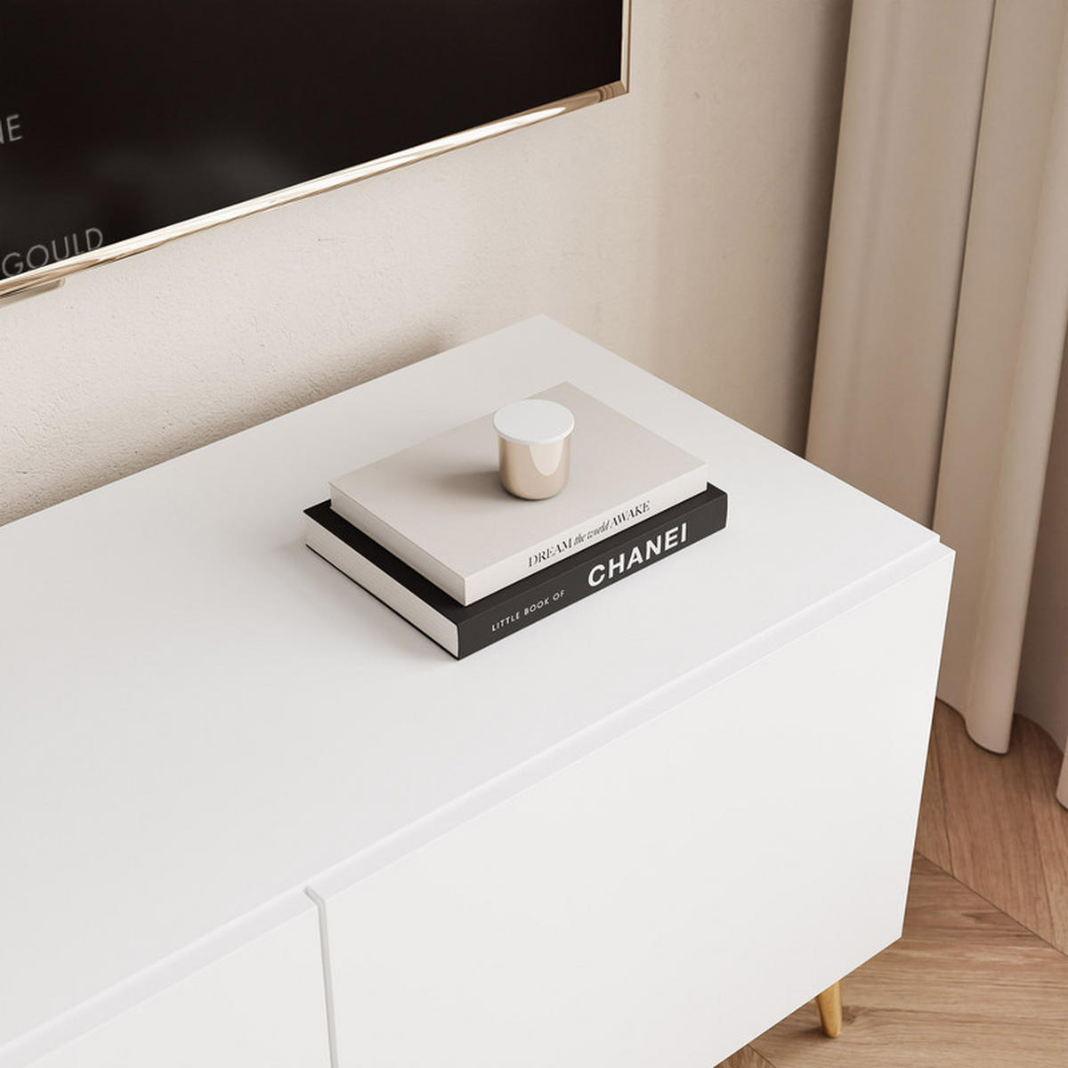 TV-LOWBOARD ANGEL Weiß stehend mit LED-Beleuchtung 100 cm - Weiß, Holzwerkstoff (100/49/40cm) - Idohome