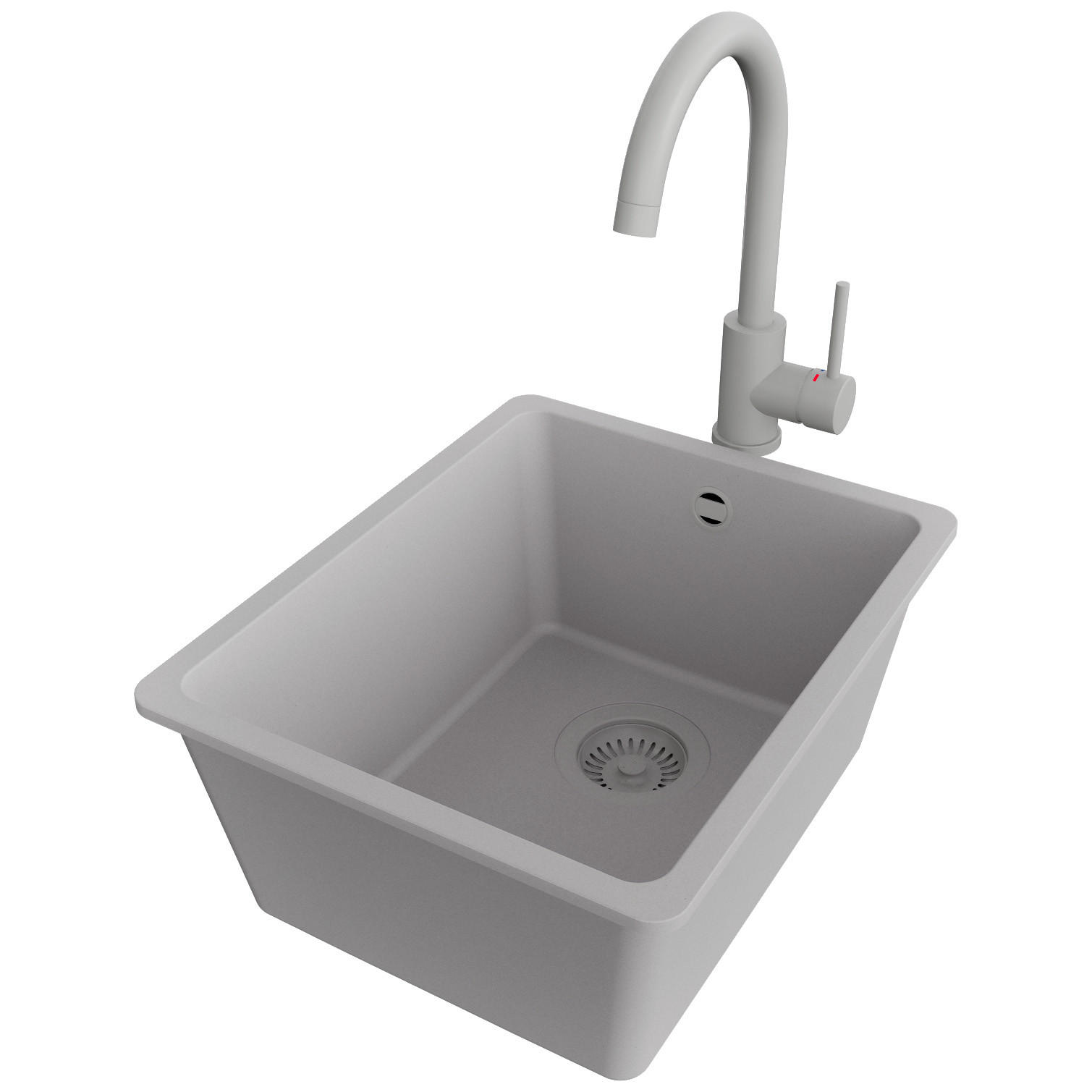 UNTERBAUSPÜLE GRANIT Venedig Easy, 2-er set Grau 36/44 cm 1 Becken + Küchenarmatur 32/20 cm + Ablauf-Set ab 40er Unterschrank - Grau, Kunststoff (36/20/44cm) - Primagran