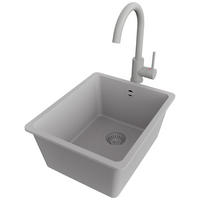 UNTERBAUSPÜLE GRANIT Venedig Easy, 2-er set Grau 36/44 cm 1 Becken + Küchenarmatur 32/20 cm + Ablauf-Set ab 40er Unterschrank - Grau, Kunststoff (36/20/44cm) - Primagran