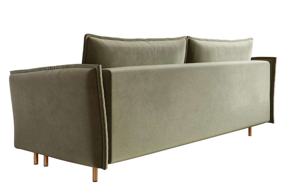 SCHLAFSOFA Ummo Salbeigrün Velours - Salbeigrün/Goldfarben, Textil/Metall (230/88/90cm) - Selsey