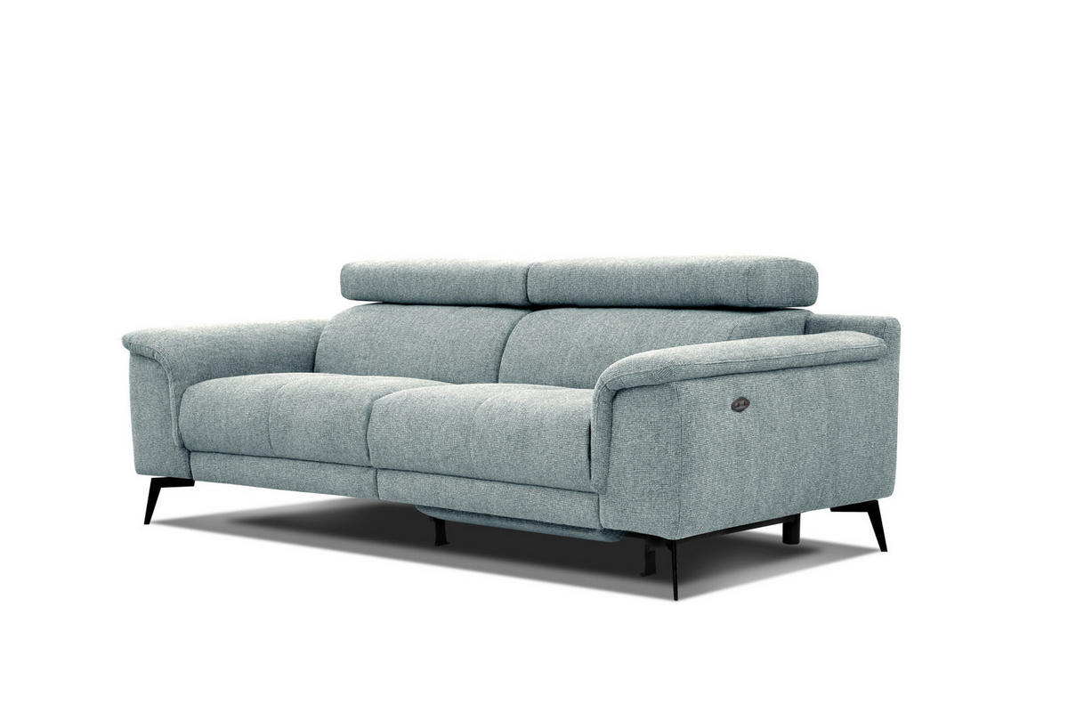 RELAXSOFA FIERO 3-Sitzer mit 1 Relaxfunktion, mintgrün - Schwarz/Mintgrün, Holzwerkstoff/Textil (212/82/103cm) - Courtois Laville