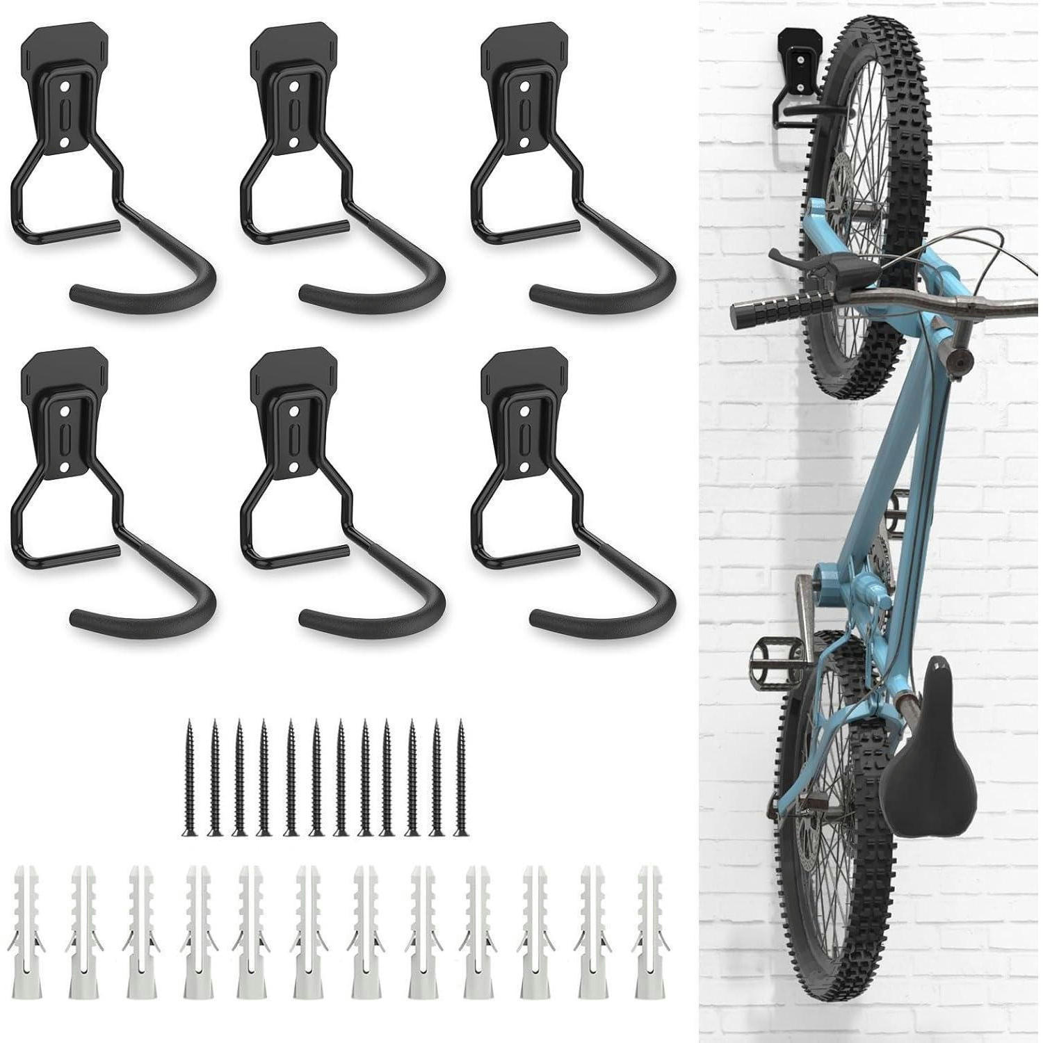 FAHRRADHALTERUNG 6-teiliges Set L-Form Schwarz - Schwarz, Metall (12/11/14cm)