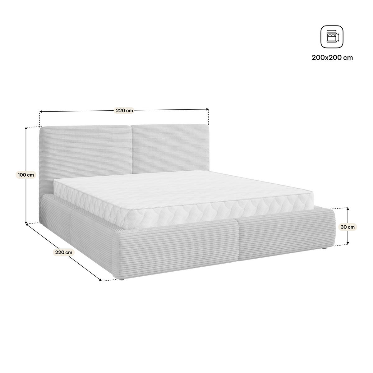 POLSTERBETT FELURO P 200x200 cm mit Bettkästen - Blau - Blau, Holz/Textil - MASSENO